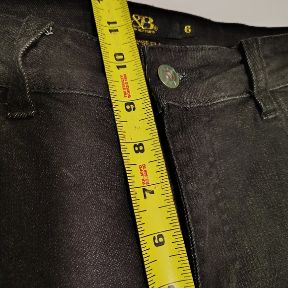 L & B Lucky & Blessed High Rise Flare Jeans Women's Size 6 Fringe Raw Hem Black - Picture 7 of 9